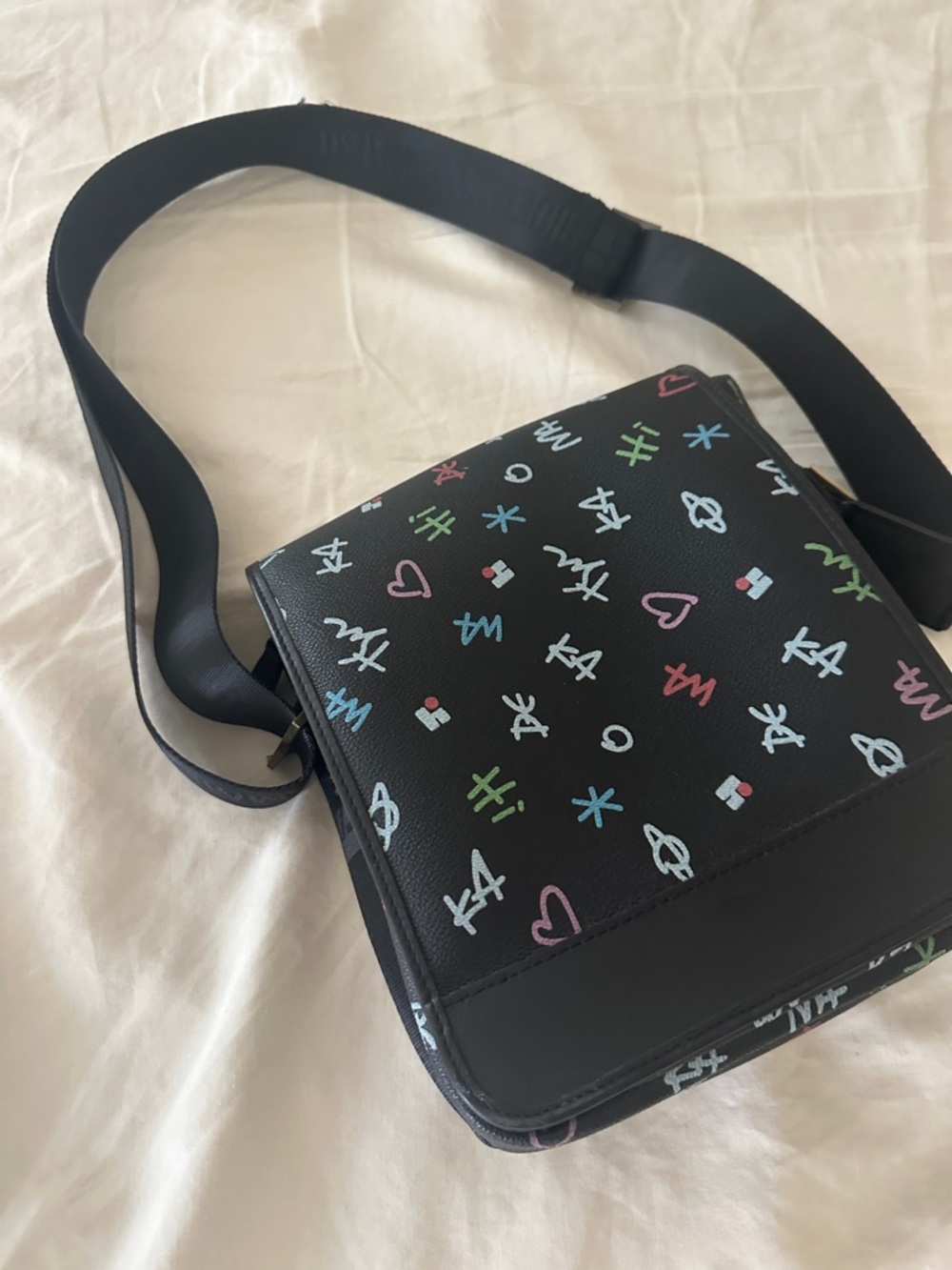 Black Print Crossbody Bag